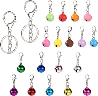 18 Pcs Cat Dog Collar Bells Small Bells Puppy Kitten Bells with 2 Pcs Pet Keyrings Safety Tracking Accessories