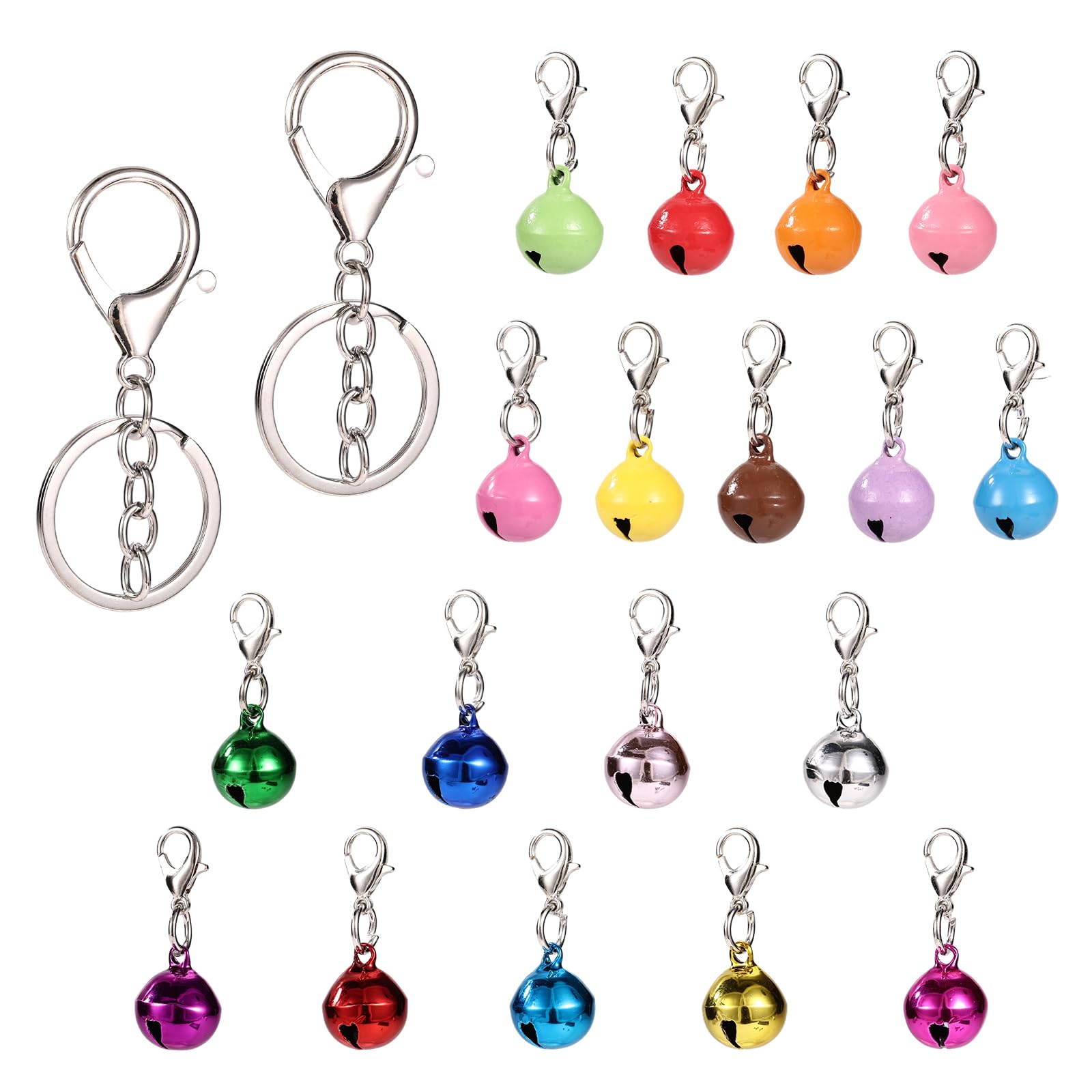 18 Pcs Cat Dog Collar Bells Small Bells Puppy Kitten Bells with 2 Pcs Pet Keyrin