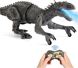 Big Remote Control Indominus Rex Dinosaur Toys for Kids, Realistic Large Walking Dino, Auto-Chomping Jaw with Smoke-Blowing & Roaring Sounds, Birthday Boys Aged 3+