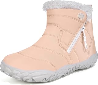 Sisttke Kids Barefoot Snow Boots Wide Width Ankle Booties for Girls Boys