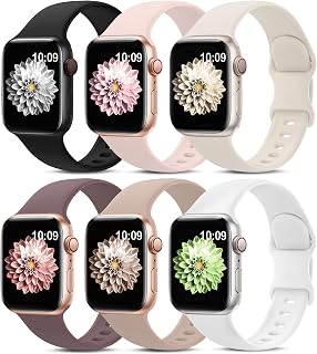 6 Pack Sport Silicone Bands Compatible with Apple Watch Band for Women Men | 38mm 40mm 41mm 42mm 44mm 45mm 49mm 46mm Waterproof Strap for iWatch Apple Watch Series 12 11 10 9 Ultra 8 7 6 5 4 3 2 1 SE