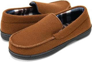 DL Men's Memory Foam Moccasin Slippers Breathable Moccasin Slippers Micro Wool House Shoes Anti-Slip Sole Indoor Outdoor