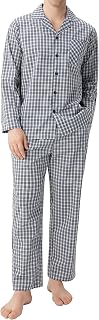 DAVID ARCHY Mens Soft Comfortable Long Sleeve Cotton Pyjamas with Pockets
