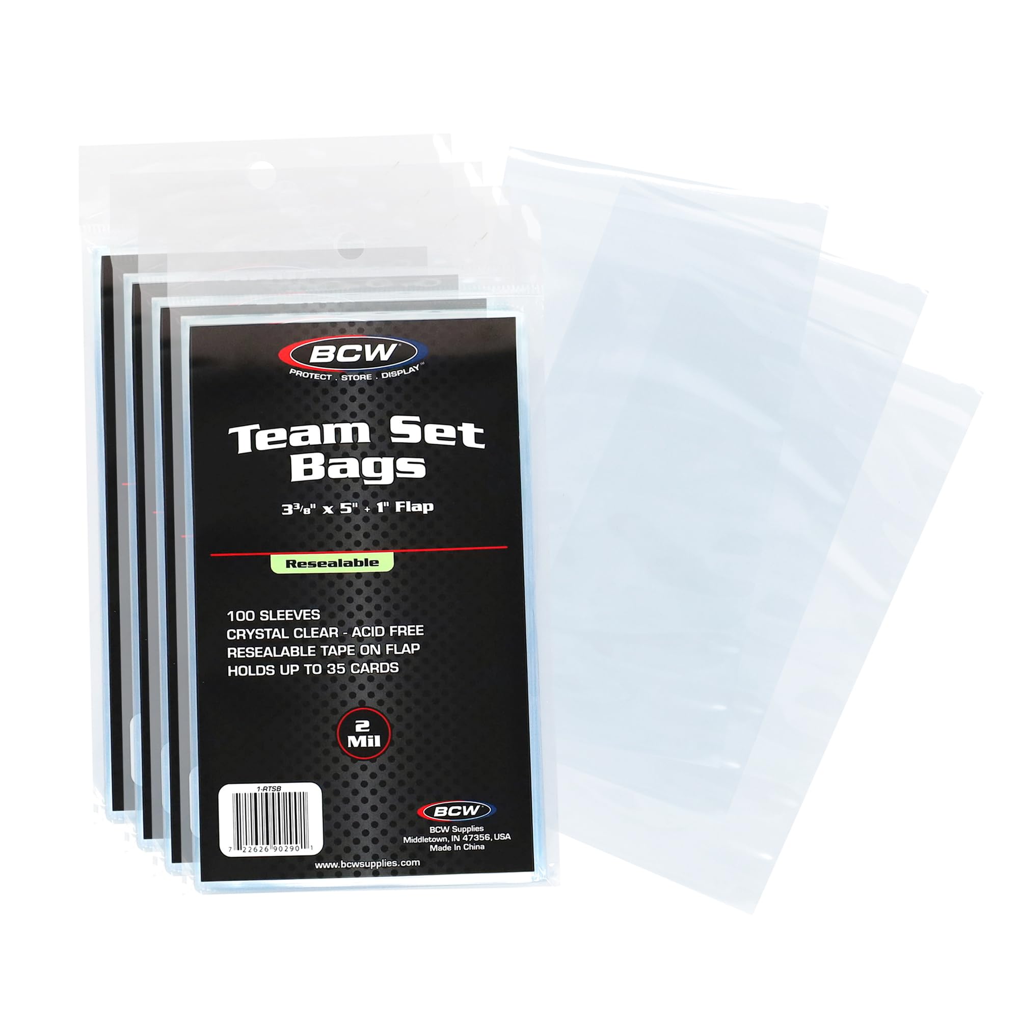 BCW Resealable Team Set Bags for Trading Cards, 400 Count | Holds up to 35 loose