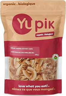 Yupik Organic Toasted Coconut Chips, Shavings, 450 g, Non-GMO, Vegan, Gluten-Free, Kosher, Crunchy Coconut, Unsweetened, No Added Sugar, Oil-Free, Source of Fiber, Healthy Snacks, Ideal Topping