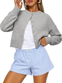 Trendy Queen Cropped Cardigan Sweaters for Women Lightweight Knit Short Fall Outfits Y2K Fashion Clothes 2025