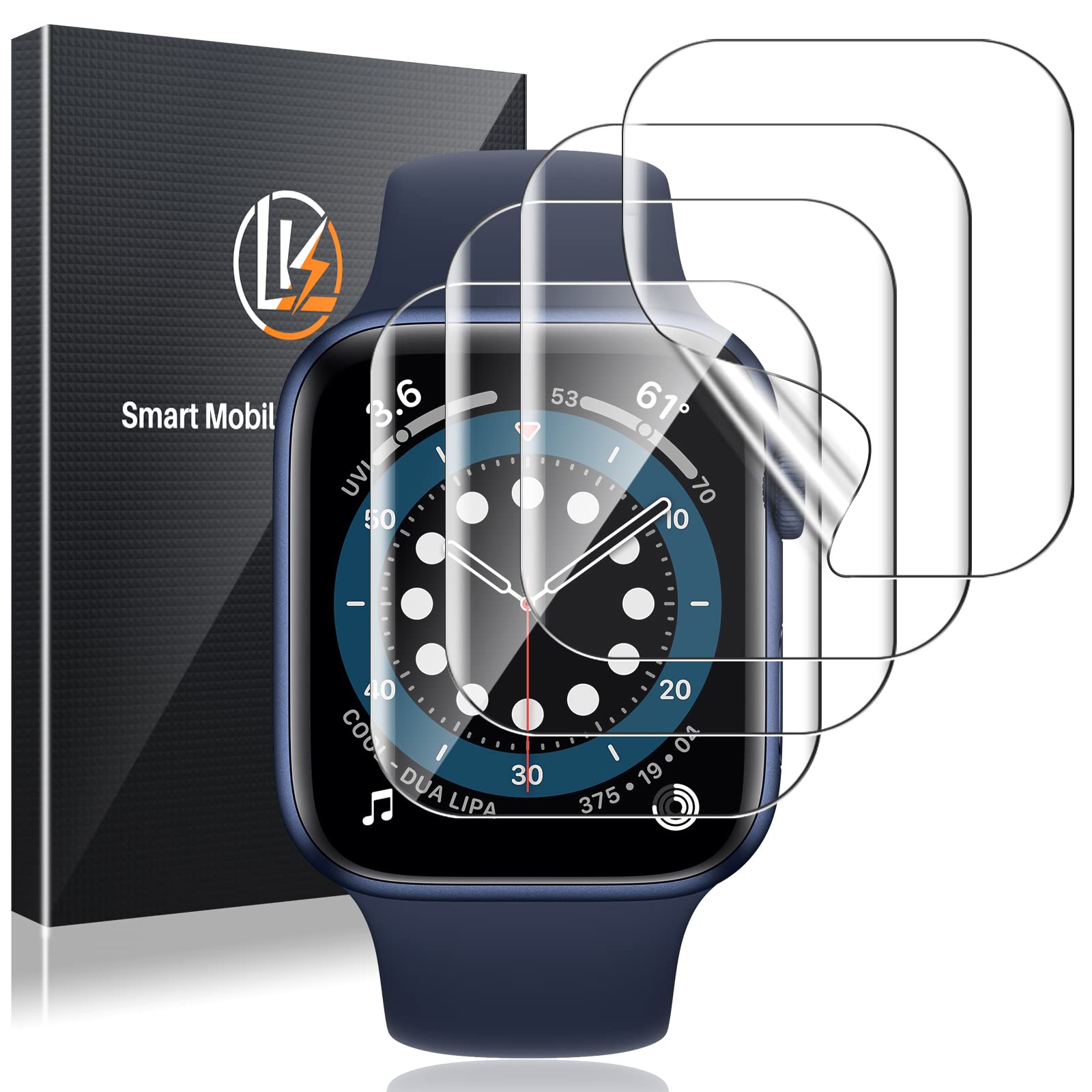 LK Screen Protector for Apple Watch SE/6/5/4 40mm & 9/8/7 41mm, 4 Pack | High De