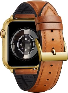 BINLUN Compatible with Apple Watch 49mm 46mm 45mm 44mm 42mm 41mm 40mm 38mm Wax Oil Leather and Silicone Hybrid Replacement Band Compatible with iWatch Ultra SE SE2 Series 10/9/8/7/6/5/4/3/2441 US