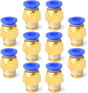 ERGAOBOY 10Pcs 12mm OD x 1/4" BSP Male Straight Push to Connect Fitting | Straight push in connection, secure internal claw grab, leakproof pressure tight, suitable for pneumatic tool air lines