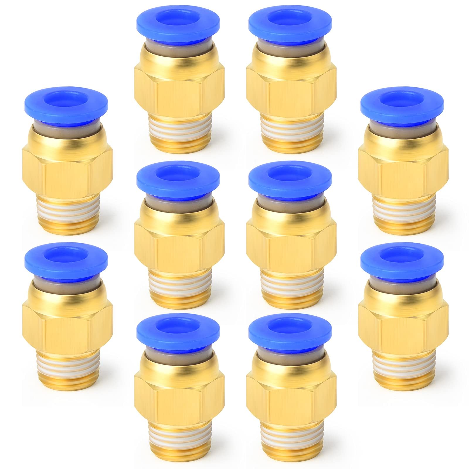 ERGAOBOY 10Pcs 12mm OD x 1/4" BSP Male Straight Push to Connect Fitting | Straig