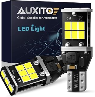 AUXITO 912 921 LED Bulb for Backup Light Reverse Lights High Power 2835 15-SMD Chipsets Error Free T15 906 922 W16W Bulbs, 6000K White, Automotive Light Bulbs (Upgraded, Pack of 2)