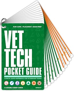 Vet Tech Pocket Guide Quick Reference Cards - Veterinary Technician Clinical Cheat Sheet Waterproof PVC, Drug Dose Vitals Pharmacology, Vet School Essentials and Veterinarian Gifts (Pocket Guide)