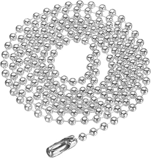 Generic Iron Ball Chain 2.4mm Length 29.5" Round Bead Necklace Dog Tag Pull Chain with Connector Clasp for Men Women Jewelry Making Bracelet Keychain, Silver