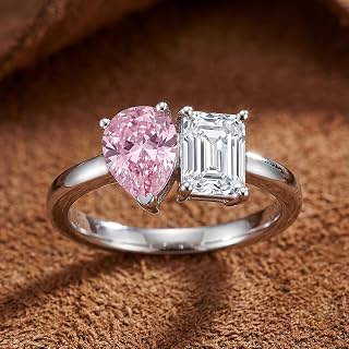 1 anillo de gota de agua y circonitas cuadradas para mujer, anillo de compromiso, joyería fina para regalo de cumpleaños
