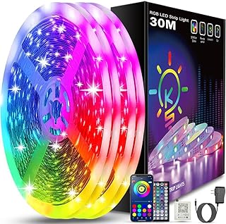Keepsmile Led Strip 30m (15mx2), Led Bedroom Bluetooth, Led Strip Controlled by APP Remote Control, String Light Decoration Bedroom Led Office