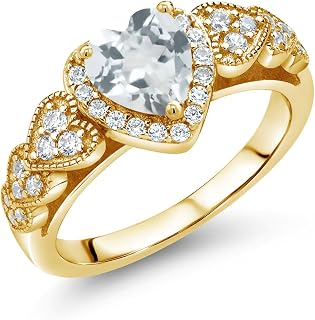 Gem Stone King Yellow Gold Plated Silver Heart Ring