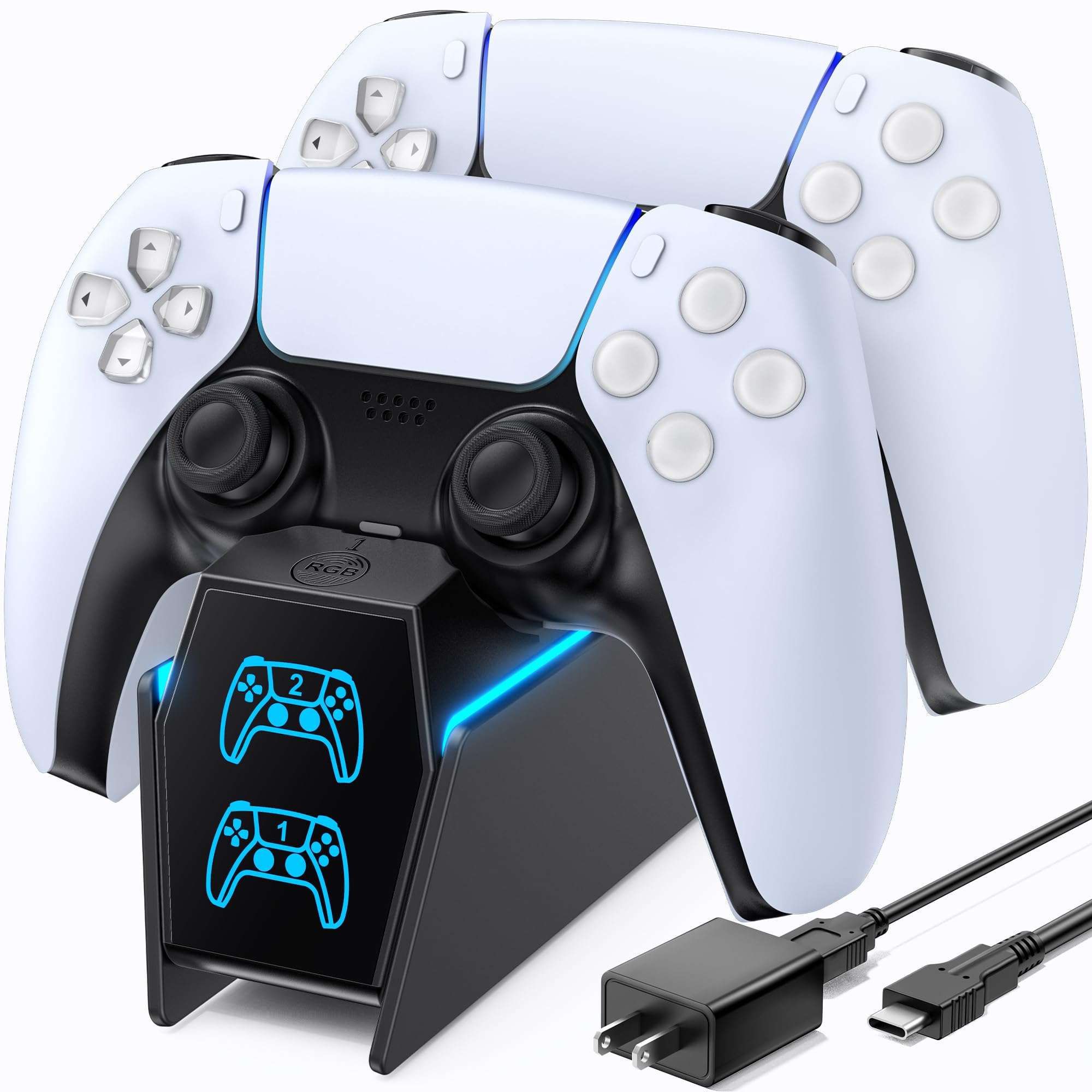 P5 Controller Charger with Fast Charging AC Adapter, PS5 Controller Charging Sta