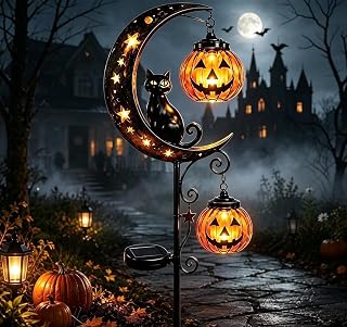 2026 New Pumpkin Moon Garden Stake Light, Solar Pumpkins Lantern Outdoor Halloween Yard Decor for Garden,Patio,Lawn,Walkway (Pumpkin-C)