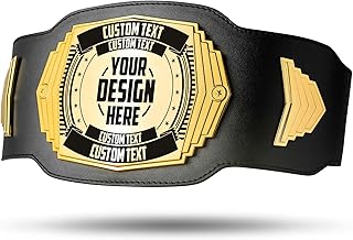 TrophySmack Ultimate 2lb Custom Championship Trophy Belt, Youth Sized | Youth Sized. Plates, Black Leather. Built for Loud Celebrations