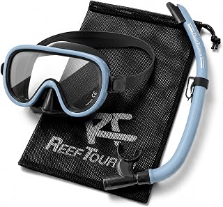 【Amazon.co.jp Exclusive】 Reef Tourer Mesh Bag Included Snorkeling Set 【For Adults and Children (Ages 10 and Up/Children (Ages 4-9)】 Panoramic Wide-View Snorkeling Mask + Wave Guard Snorkel RC0105
