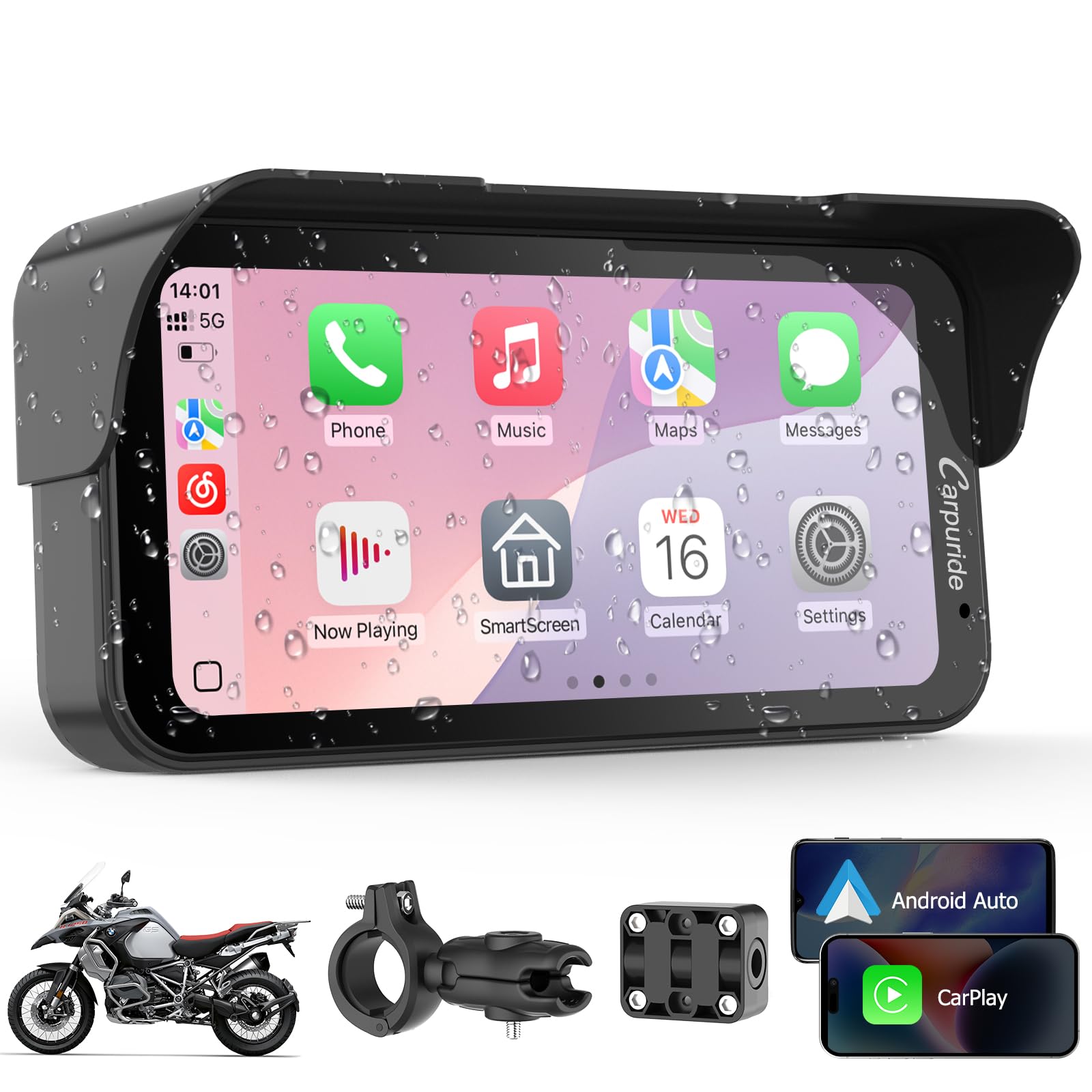 Carpuride W603 Motorcycle CarPlay Screen, 6.3" Waterproof Touchscreen | Motorcyc