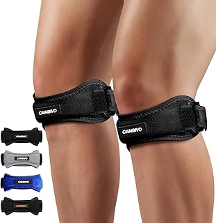 CAMBIVO Adjustable Knee Brace x2, Patellar Tape, Meniscus and Ligament Knee Pads with Strap for Patellar Tendon, Running, Jumping, Gym, Tendonitis Relief, Joint Stabilization