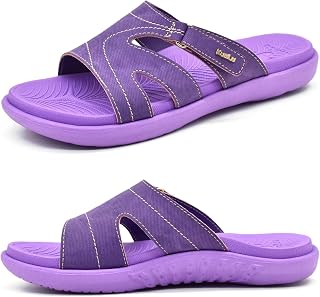 KuaiLu Womens Fashion Orthotic Slides Arch Support Slip On Walking Sandals