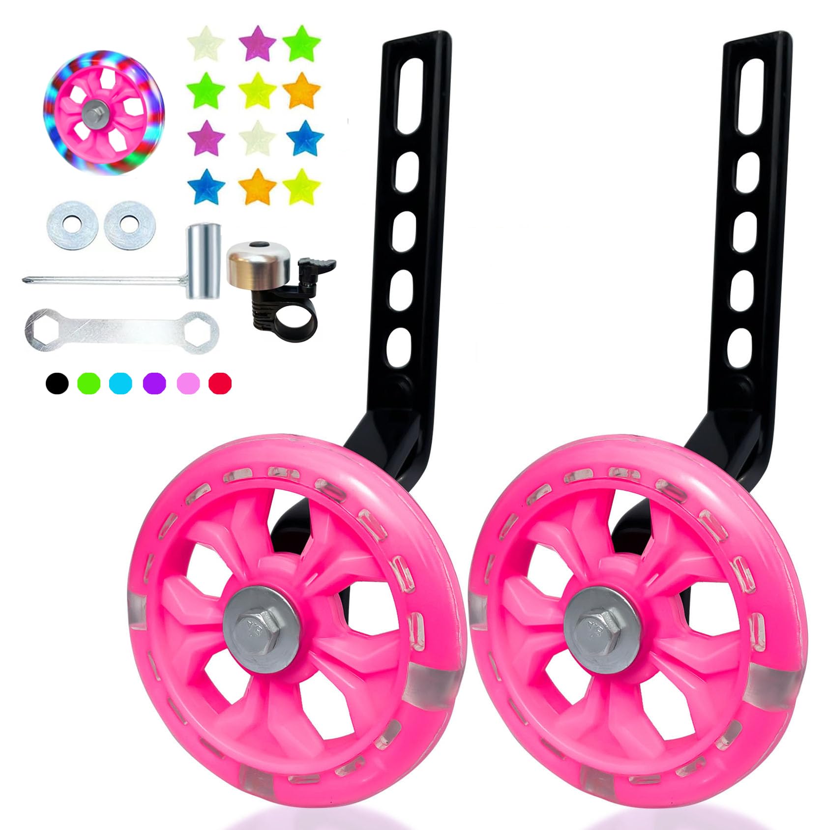 DDJKCZ Training Wheels Compatible for 12 14 16 18 20 inch Bicycle(rose) | Newly 