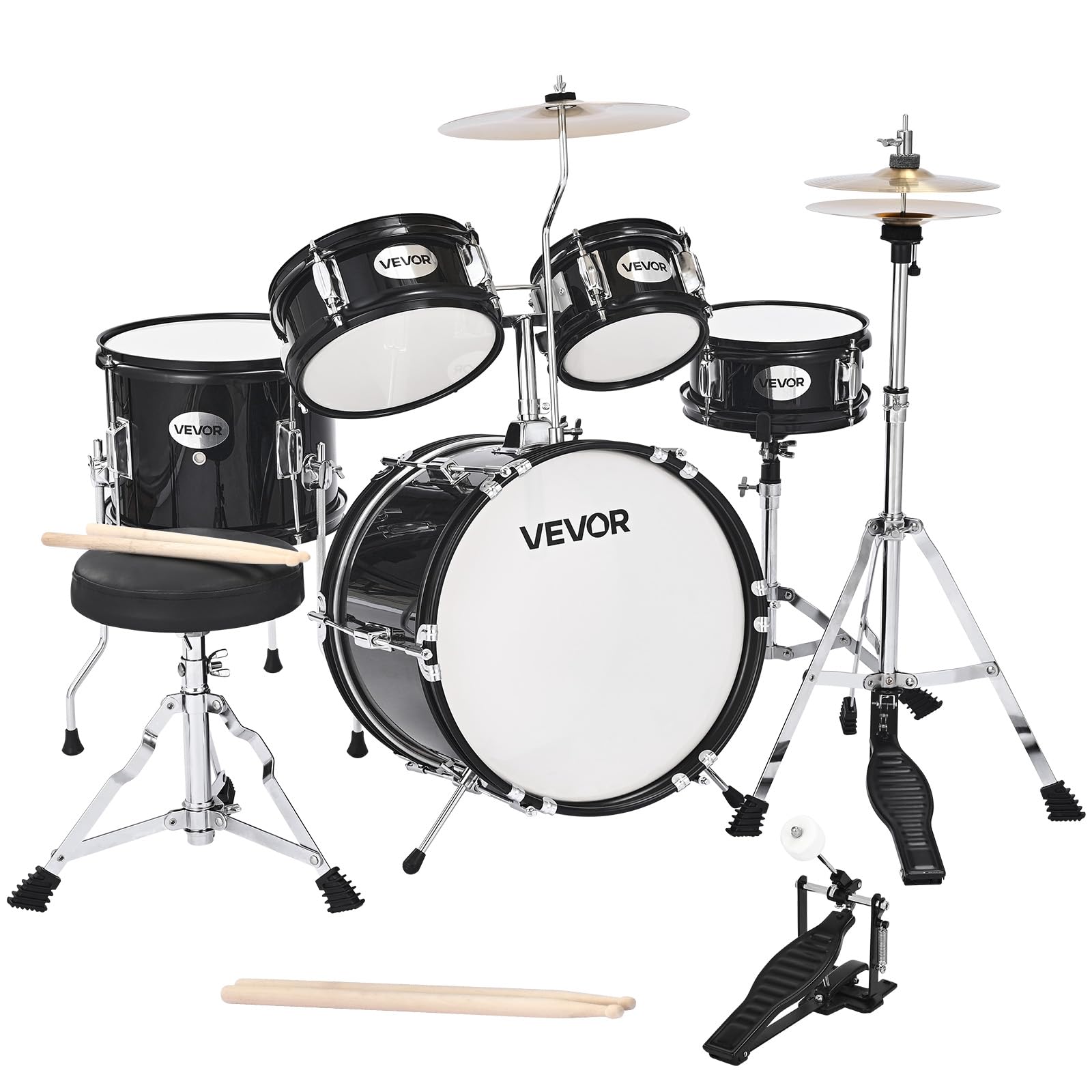 VEVOR Kids Drum Set, 5-Piece 14 in Junior Drum Sets, Beginner Drums Set with Adj
