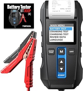 TOPDON BT300P 12V 24V Car Battery Tester, Built-in Printer | 100-2000CCA Alternator Tester, Load Tester, Charging Cranking System Analyzer, Automatic Reverse Polarity Protection