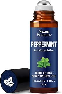 Peppermint Essential Oil Roll-On 10 ml for Skin, Aromatherapy, Minty Scent | Pre-Diluted Essential Oil Roller for Topical Use - Blend of 100% Natural & Pure Oils - Nexon Botanics