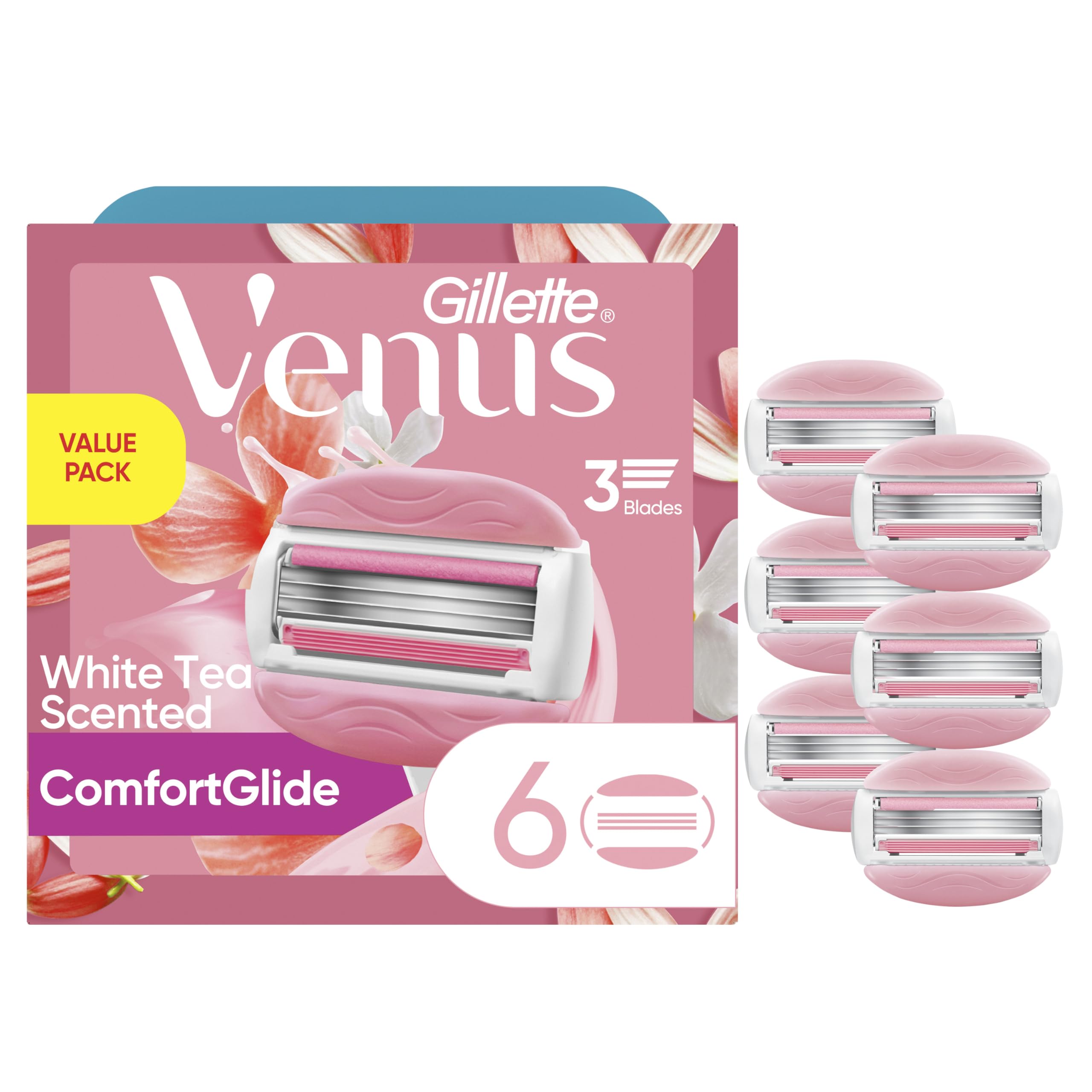 Gillette Venus ComfortGlide White Tea Women's Razor Blades, 3-Blade Razor Refill