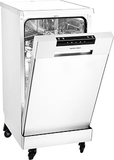 HAMILTON BEACH Portable Dishwasher with Wheels, 19in Wide, 8 Place Settings Capacity, White