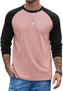 COOFANDY Men's Long Sleeve Cotton Raglan Contrast Long Sleeve Crew Neck Baseball T-Shirt Regular Fit