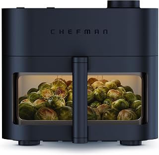 Chefman Crispinator Air Fryer 7-in-1 with 8 Qt Capacity, 450°F Max Temp & TurboFry Pro Technology for Fast, Even Results, Bake, Broil, Dehydrate, Viewing Window, Nonstick Ceramic-Coated Basket