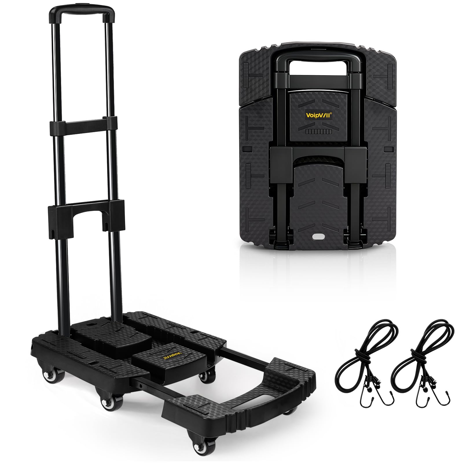 Voipvvii Folding Hand Truck 500lbs, Portable Heavy Duty Dolly Cart, 6 Wheels Col