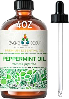 EVOKE OCCU Peppermint Essential Oil for Skin Care, Aromatherapy | Refreshing Minty Aroma for DIY Cleaning, Home Freshening & Daily Use - 118mL / 4 fl oz