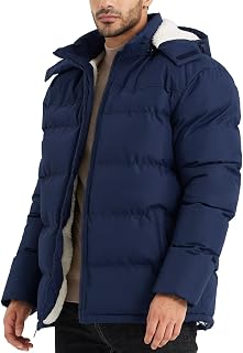 BEST SOUTH Men's Hooded Winter Puffer Jacket Fleece Warm Outerwear