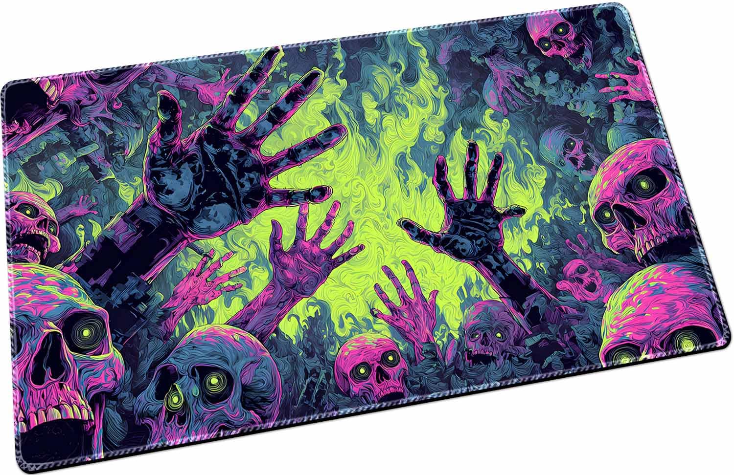 April Space Playmat for MTG & TCG，24x14 inches(Freeing Skeleton) | Ideal for car