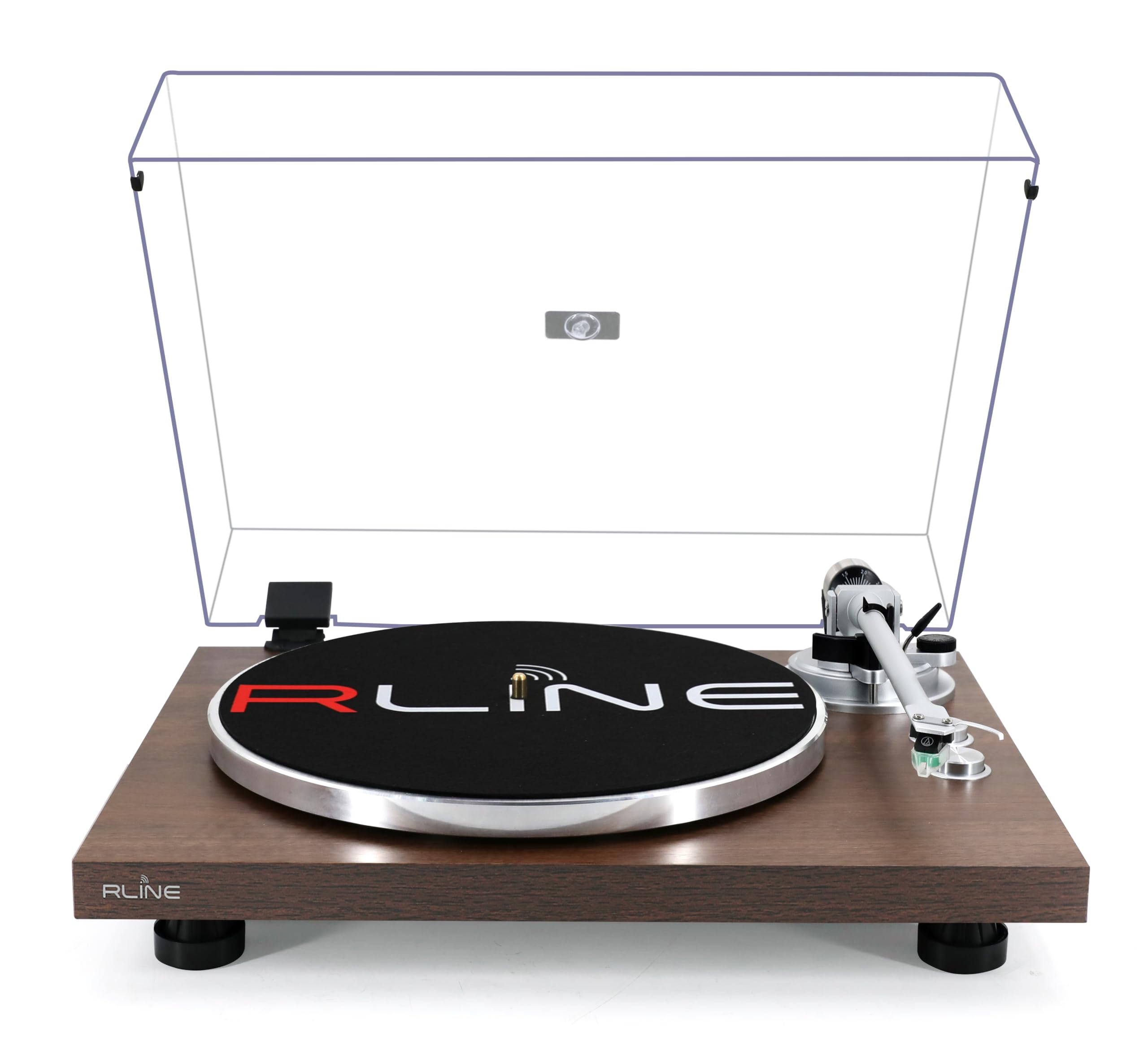 RLINE - Vinyl Record Player Bluetooth Walnut, Vinyl Player 33 and 45 RPM, Plate 