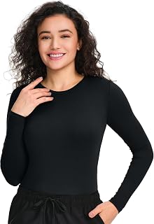 COZYFIT Underscrub Long Sleeve Women, Scrubs Undershirts, High Crew Neck | Butter Soft Fabric, Base Tee for Scrubs, Under-Uniform Layer, For Nurses, Clinics, Long Shifts, Workday Wear