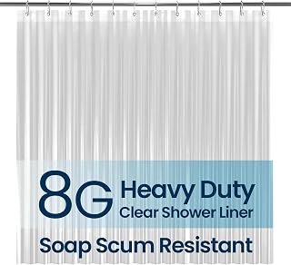 LiBa Shower Curtain PEVA 8G, 72x72 Inch Waterproof Clear | Non-toxic shower liner, waterproof plastic shower curtain, rust-proof grommets, weighted magnets, bathroom accessories