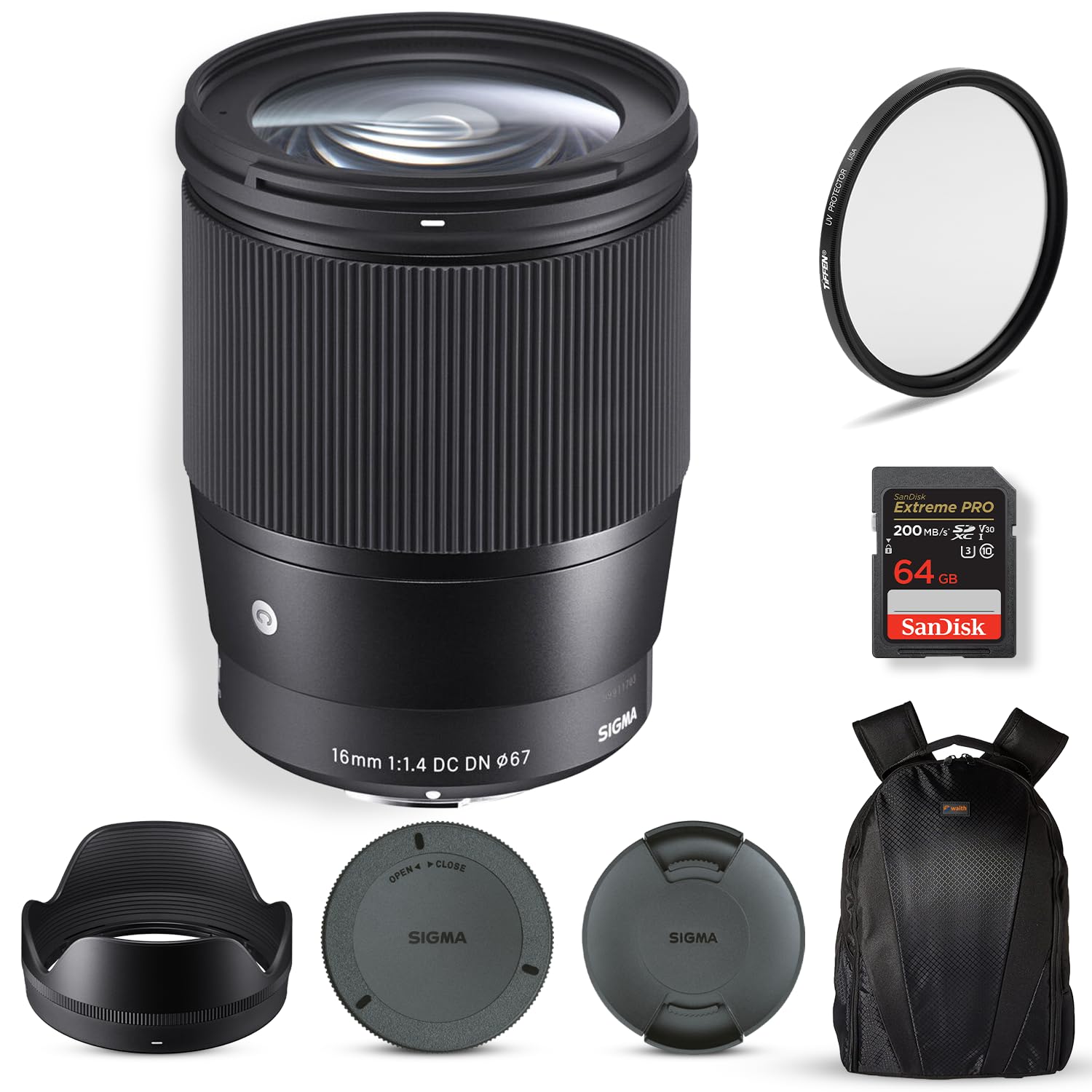 Sigma 16mm f/1.4 DC DN Contemporary Lens for Sony E, APS-C Format Bundle | Featu