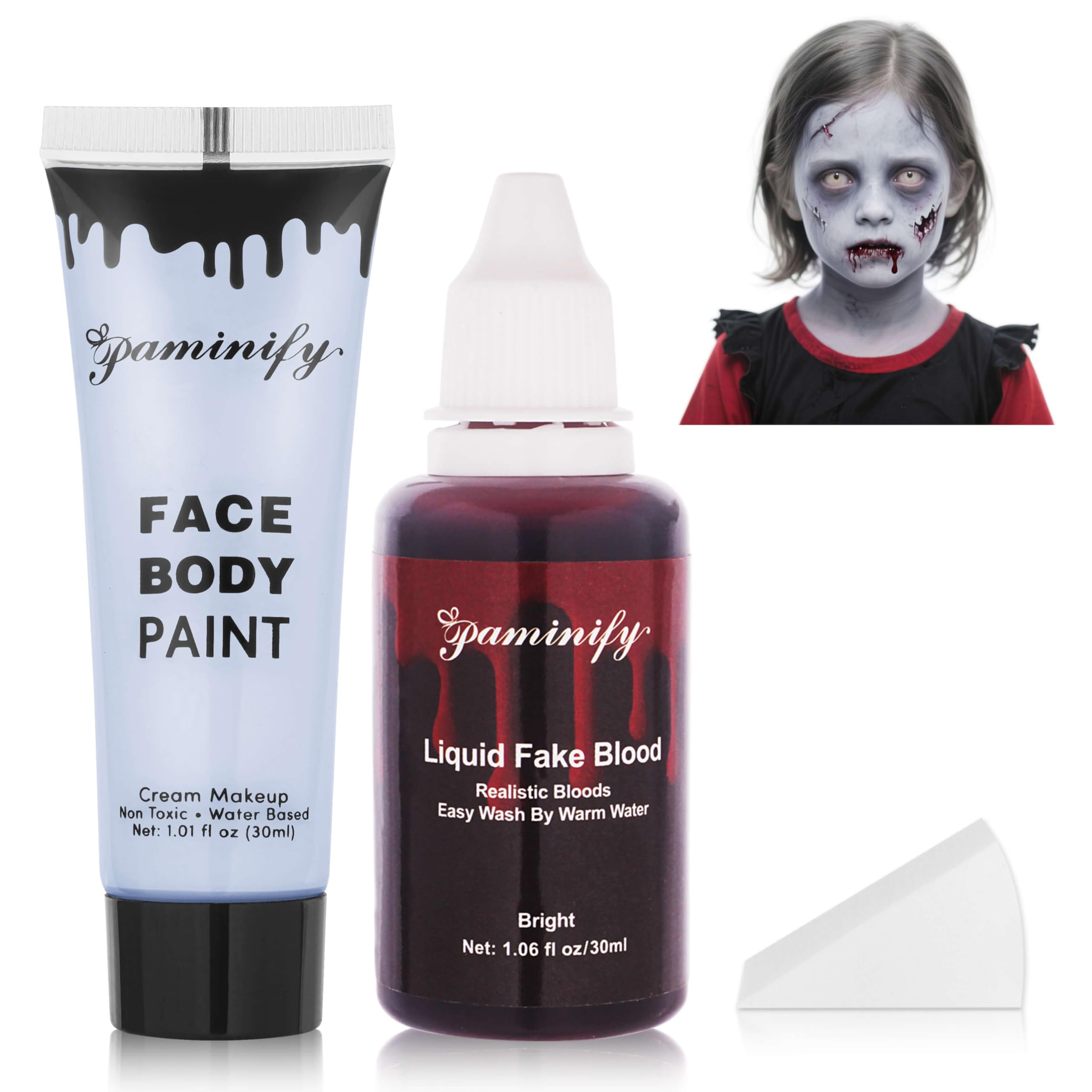 Paminify Halloween Zombie Makeup Kit,1.01oz Zombie Grey Blue Face Body Paint and
