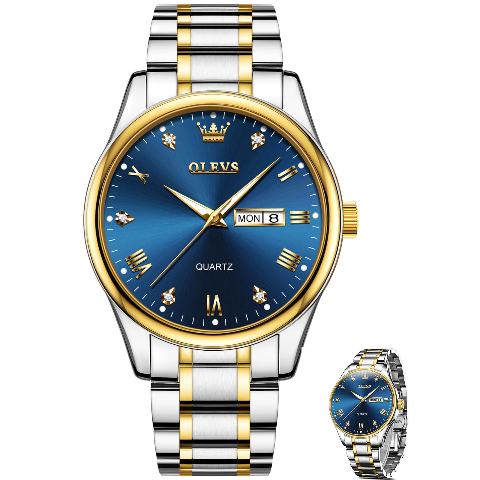OLEVS Watches for Men Waterproof Luxury Analog Mens Watches Stainless Steel Busi