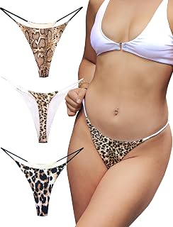 KUKU PANDA Cotton Thongs for Women Sexy Seamless Woman G String Panties 3 Pack Set…