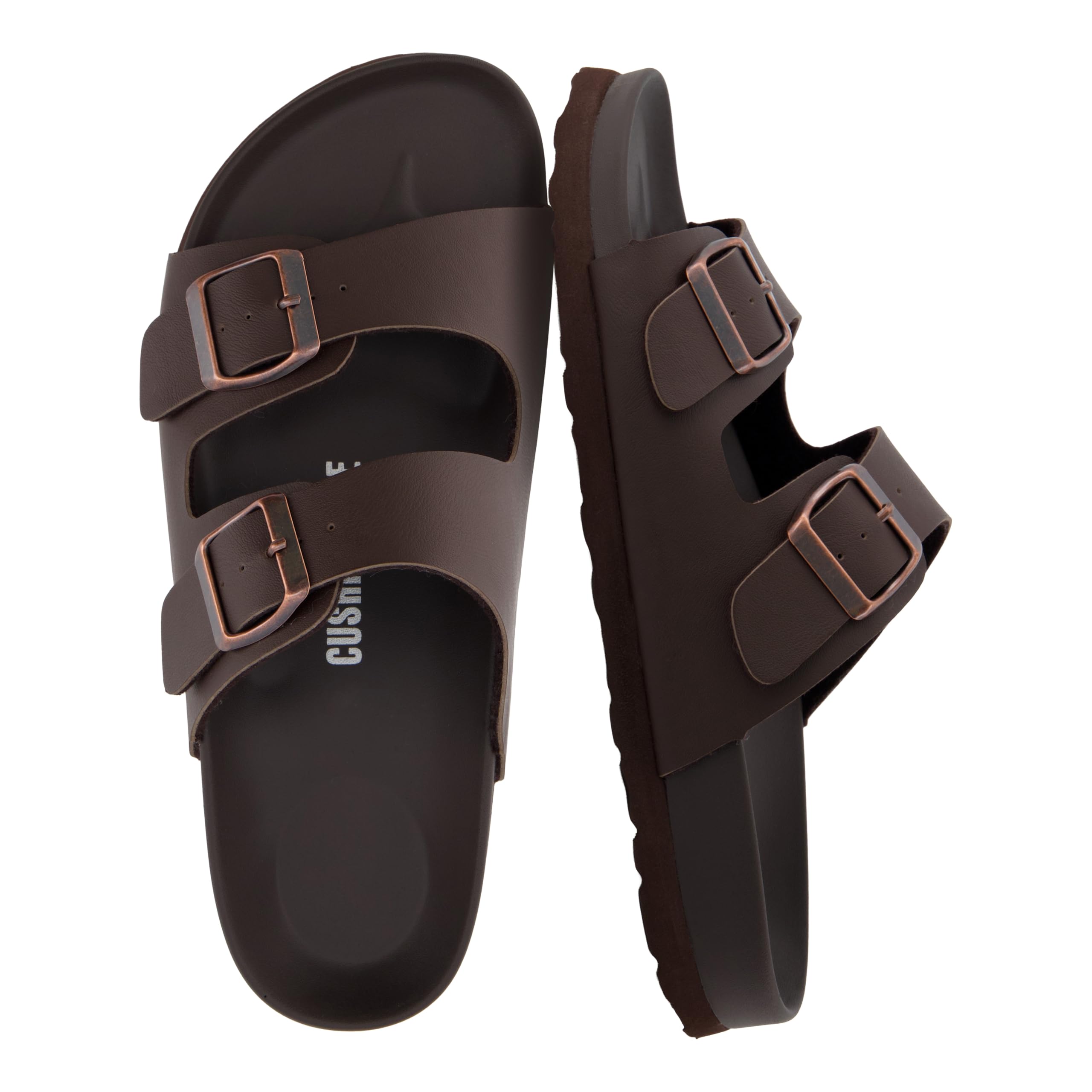 CUSHIONAIRE Lindy Slide Sandals for Women with Double Buckle & Arch Support