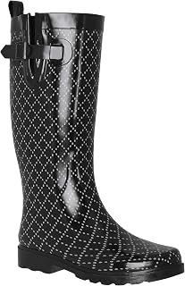 Capelli New York Women's Shiny On The Dot Printed Rubber Rain Boot