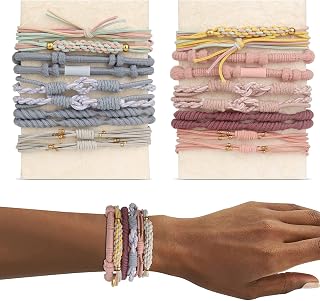 20pcs Bohemian Hair Accessories for Women, 5 Cute Styles, Thin Thick Hair Bracelets/Ponytails, No Harm to Hair Bands