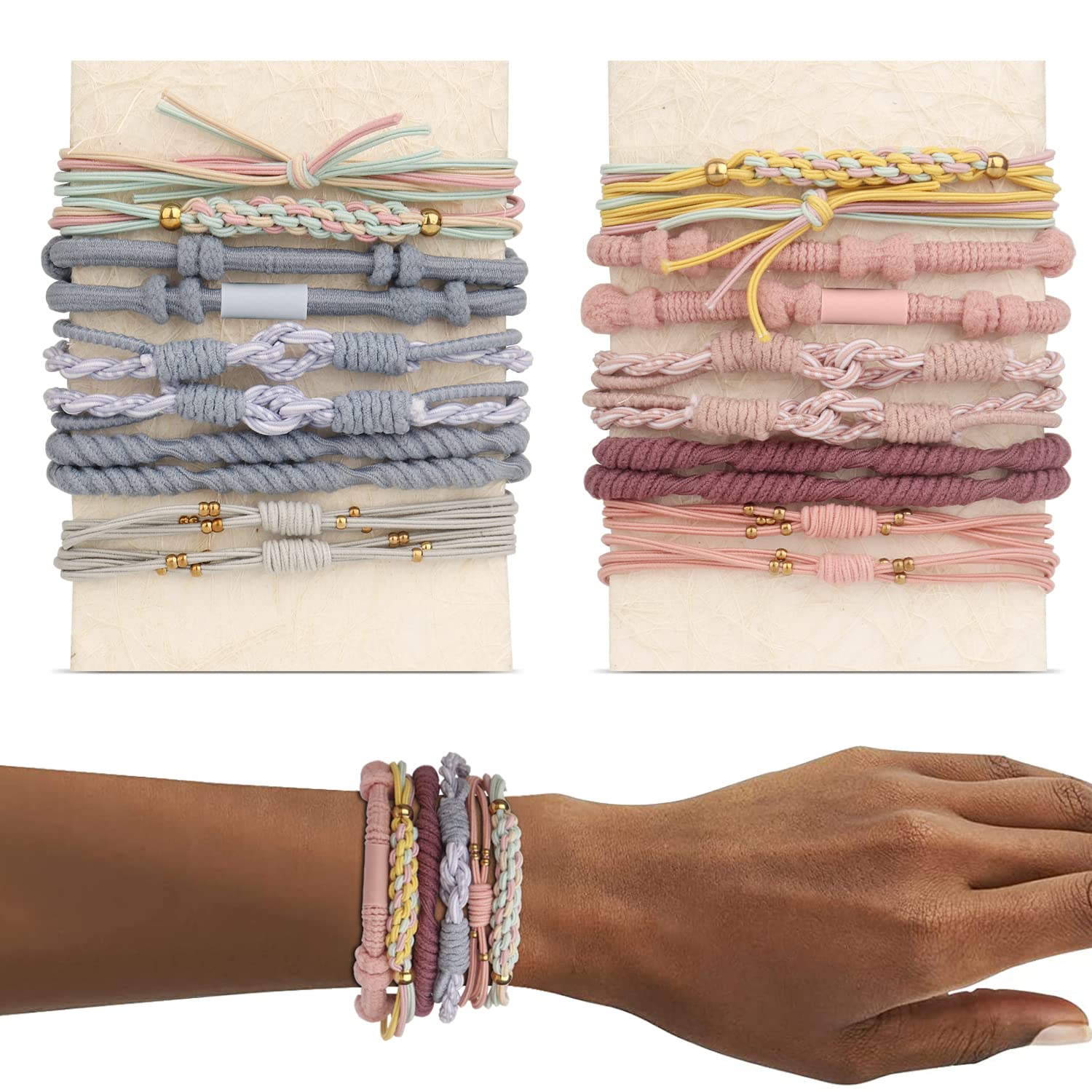 20pcs Bohemian Hair Accessories for Women, 5 Cute Styles, Thin Thick Hair Bracel